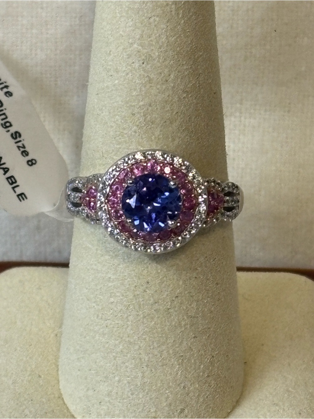 2.15 ctw Tanzanite & Pink Sapphire 18k Rose Gold & 925 Sterling Silver Ring